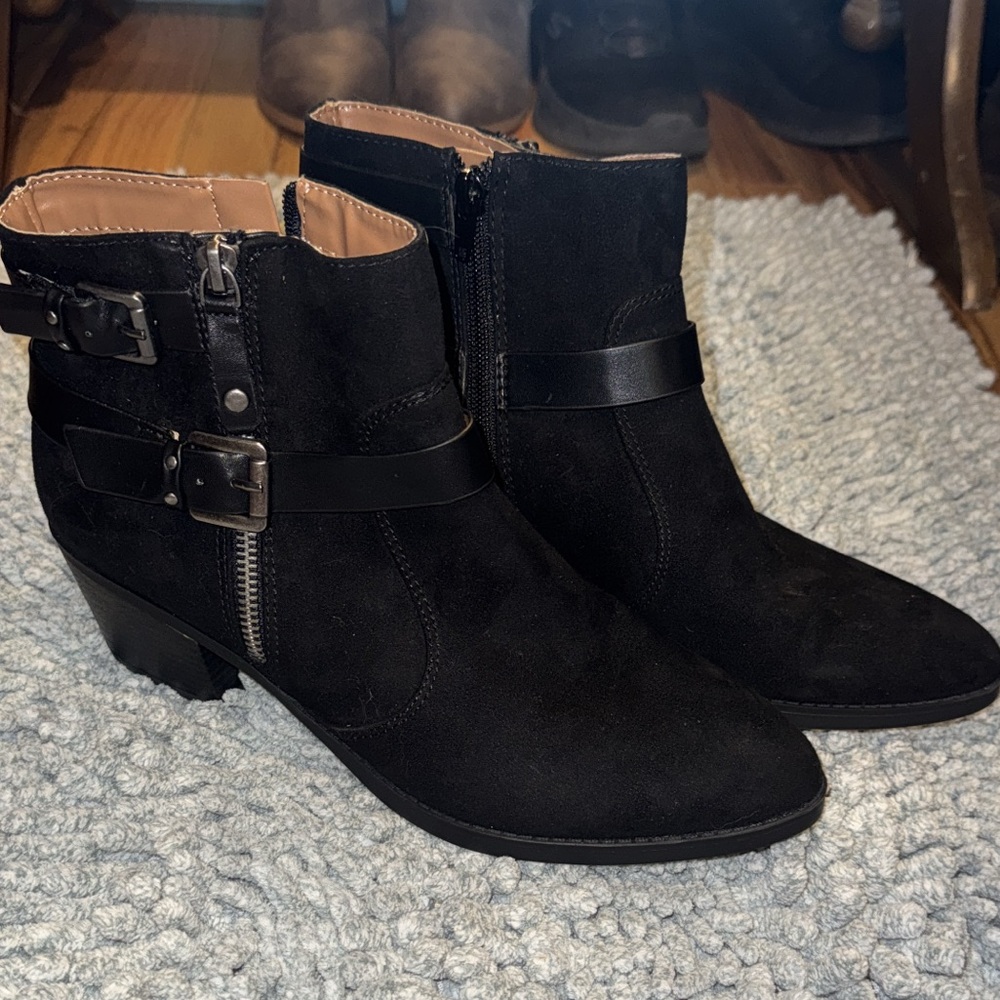 Black Ankle Boots with Buckle Detail